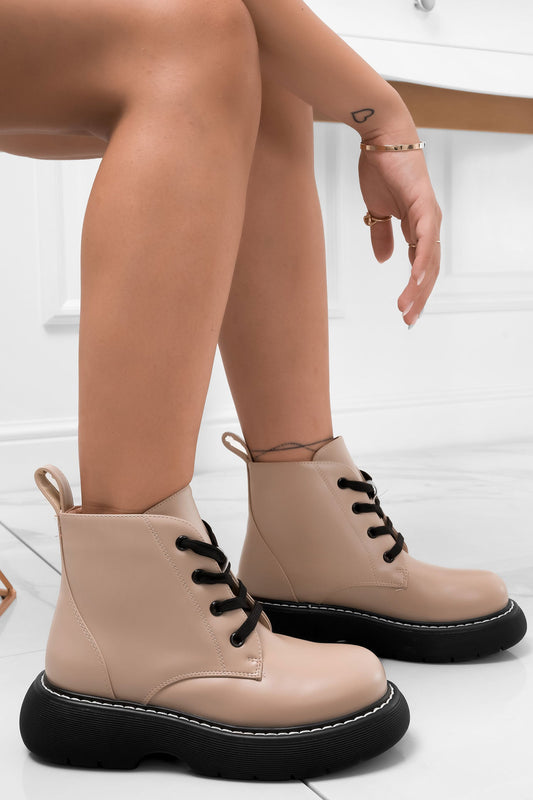 SVEVA - Bottines beige à lacets