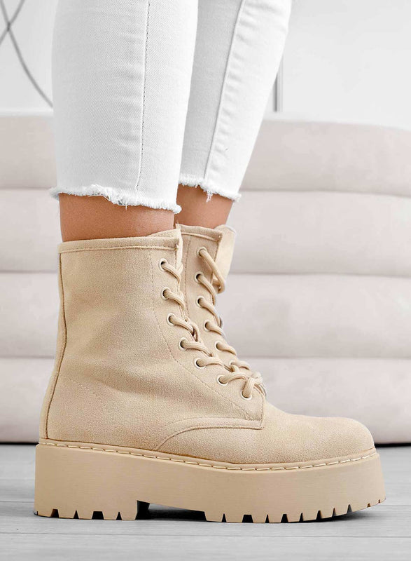 YARA - Bottines Alexoo en daim beige