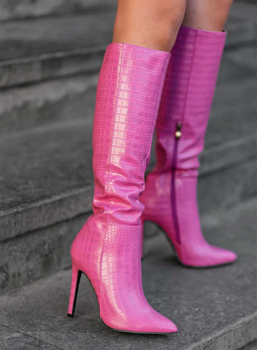 BRENDA - Bottes fuchsia Alexoo à talons hauts