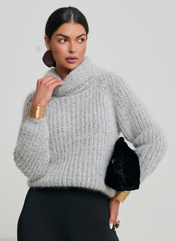 Soft and warm gray turtleneck sweater