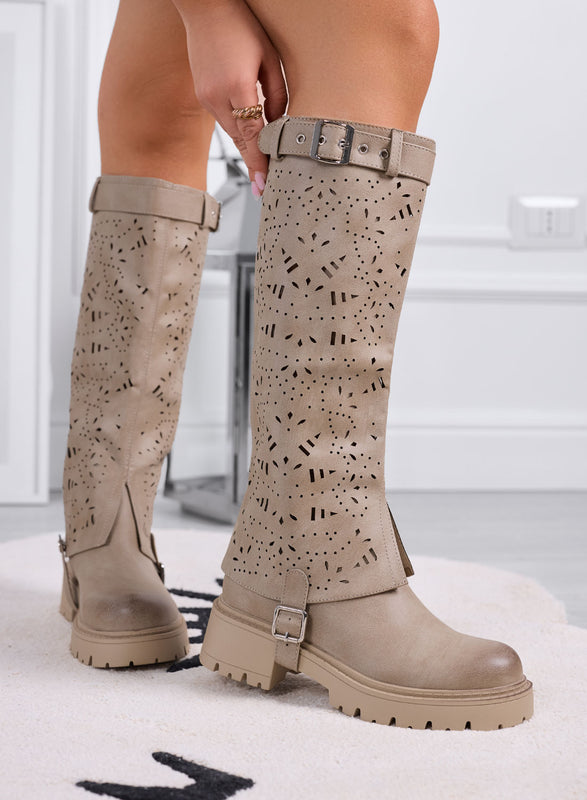 DOROTHY - Mud perforated 2-in-1 boots with removable shaft