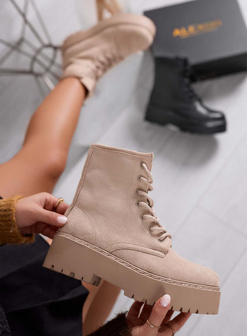 TESSA - Bottines en daim boue style militaire Alexoo
