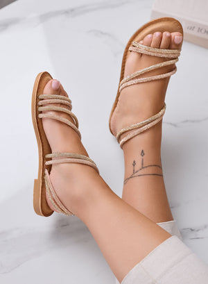 CHIARA - Sandali Bassi oro gioiello con fasce in Strass