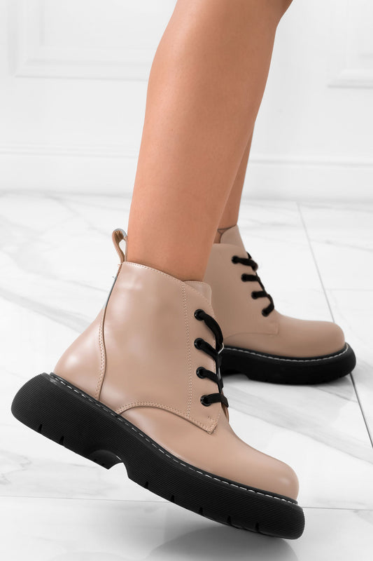 SVEVA - Bottines beige à lacets