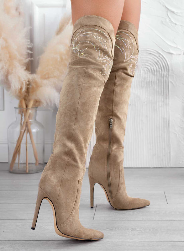 Cuissardes couleur boue avec strass