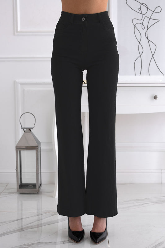 Pantalon évasé en coton noir