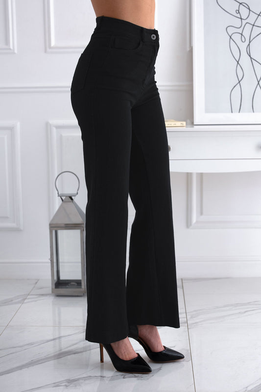 Pantalon évasé en coton noir