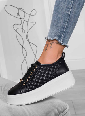 DALILA - Baskets à plateforme avec semelle épaisse matelassées noires