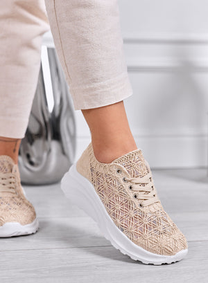ESRA - Sneakers beige Traforate con Suola Comfort Leggera