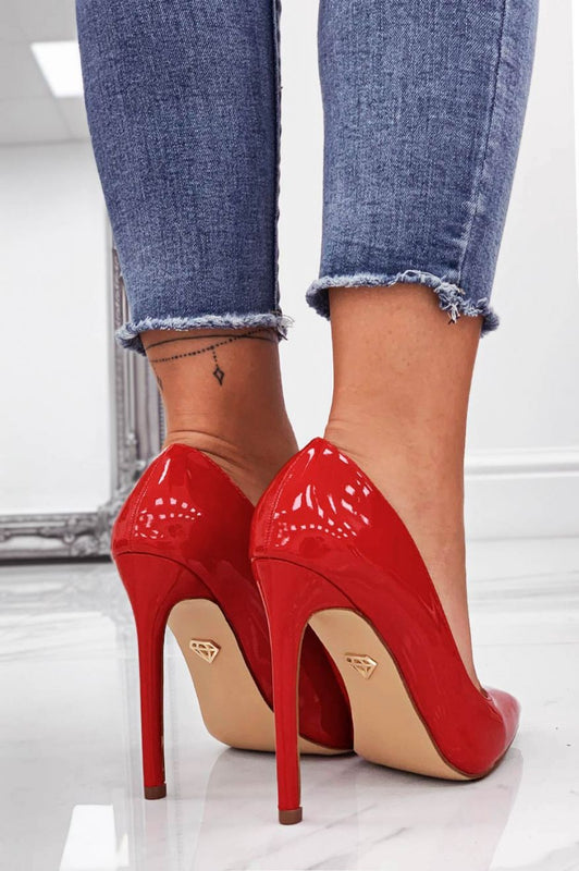 GIORGIA - Escarpins en cuir verni rouge à talons hauts