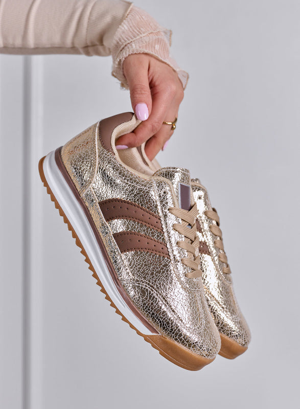 PIERA - Zapatillas marrones con estampado animal print y suela de goma