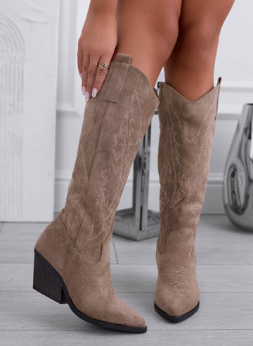 ADAM - Bottes camperos couleur boue avec broderie