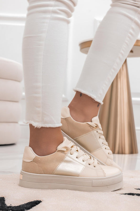 ALIBY - Sneakers beige con pannelli a contrasto