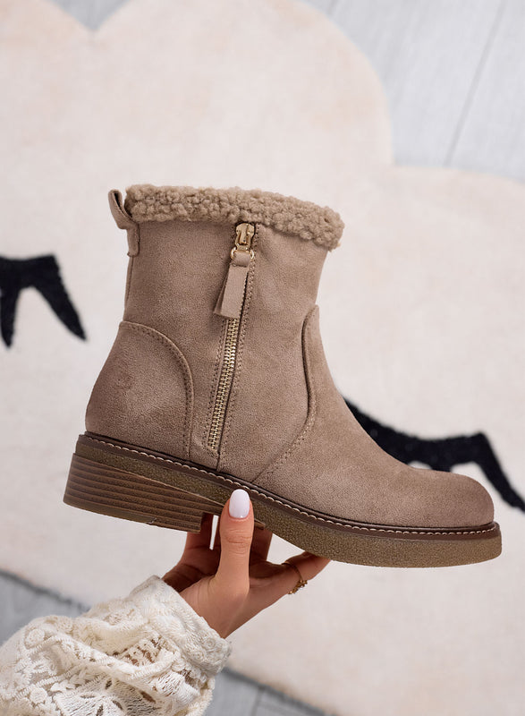 ALIDA - Mud ankle boots with faux fur trim