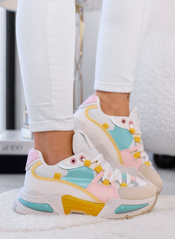 AMANDA - Multicolor Pastel Chunky Sneakers with Platform Sole