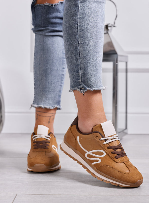 ANNALISA - Sneakers Donna Camel Sportive con Lacci Bicolore