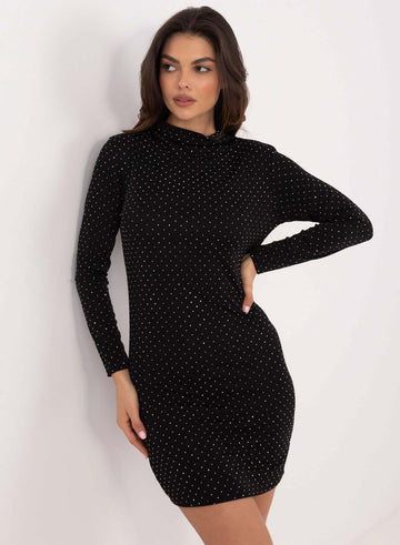 Robe courte ajustée noire avec paillettes