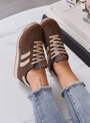 BRITNEY - Sneakers Donna marrone con Strass