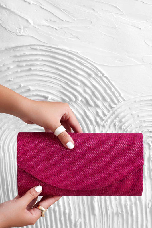 Pochette fuchsia B220 en tissu laminé