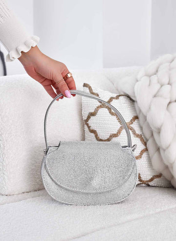 Sac argenté avec strass et chaîne B233