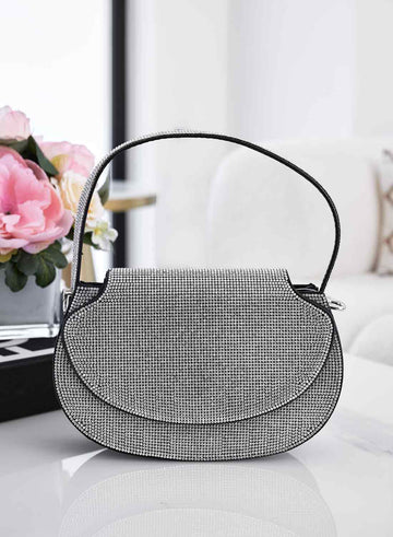 Sac noir avec strass et chaîne B233