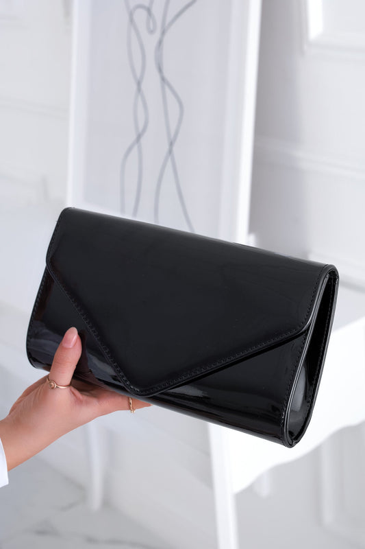 Pochette  B206 en cuir verni noir