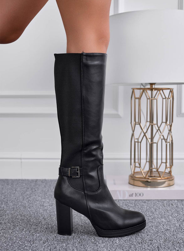 Bottes noires à talon confortable