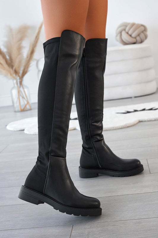 COLLINS - Bottes noires en tissu élastique