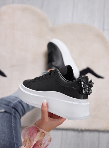 CRISTINA - Baskets noires avec papillon en bijou