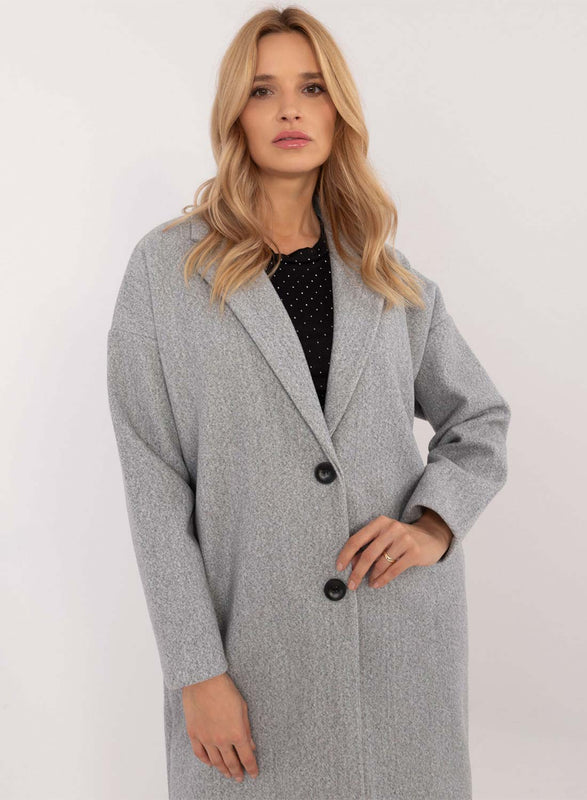 Manteau long élégant gris avec boutons