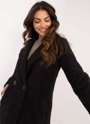 Manteau long en laine noir
