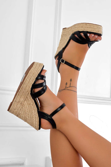 DALLAS - Sandales espadrilles Alexoo à bandes noires