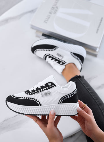 DAVIS - Baskets pour femmes avec semelle épaisse et panneaux contrastés noirs