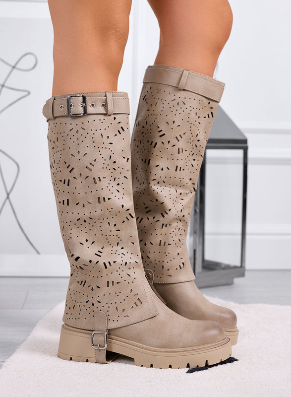 DOROTHY - Mud perforated 2-in-1 boots with removable shaft