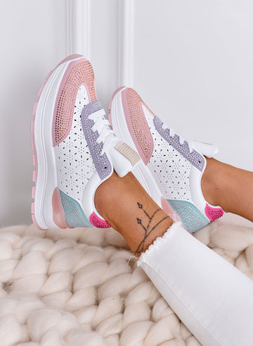 ELISA - Multicolor sneakers with rhinestones and perforated details