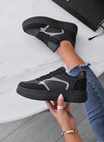 FRIDA - Baskets noires avec empiècements argentés