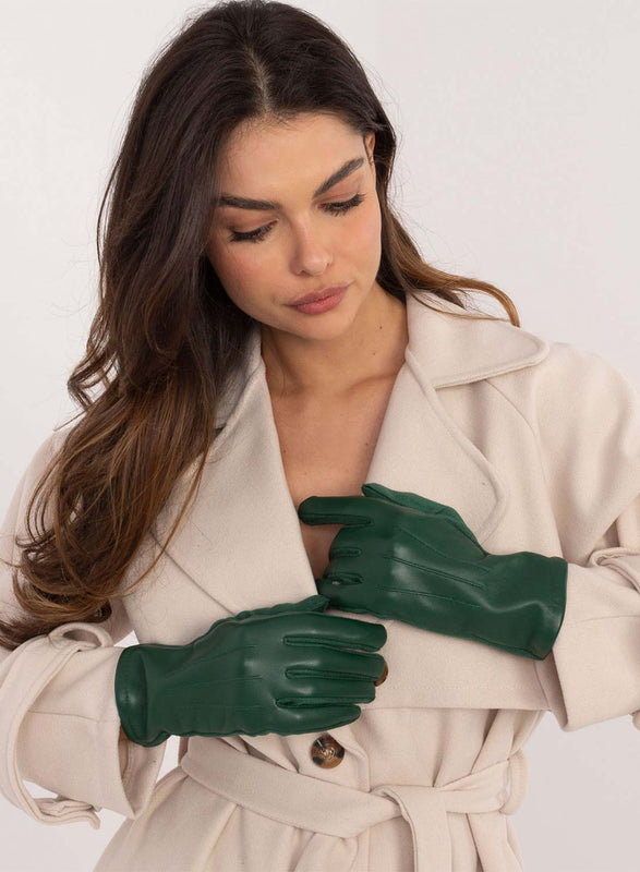 Gants verts avec intérieur en velours chaud