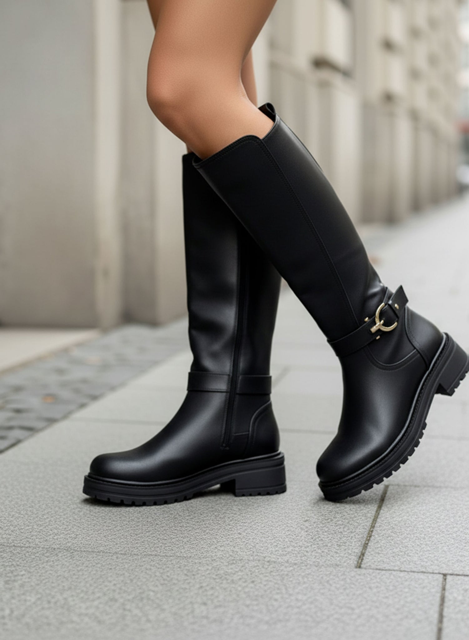 HARRY - Bottes noires avec ressort à l'arrière