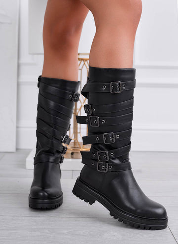 HILDA - Bottes biker noires avec boucles