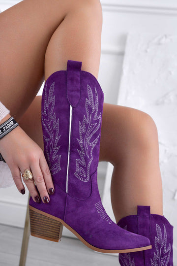 Bottes camperos violettes avec broderie