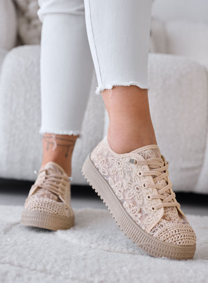 KISHA - Sneakers fango in Pizzo con Effetto Trasparente