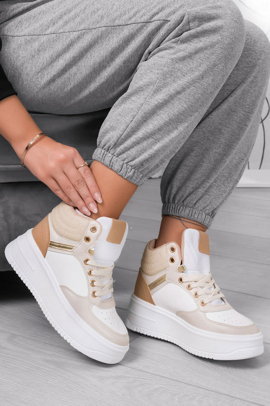 LIBBY - Sneakers beige con suola spessa e lacci