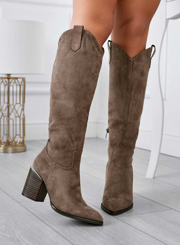 Bottes camperos marron en daim