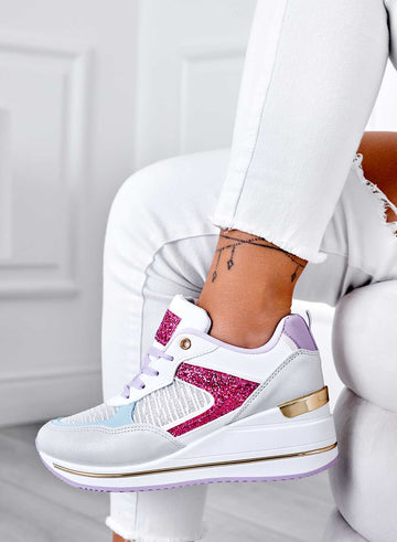 Baskets blanches avec empiècements pailletés