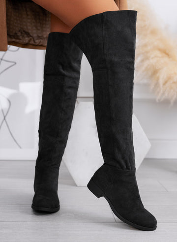 MERSIN - Bottes noires en daim jusqu'aux cuisses