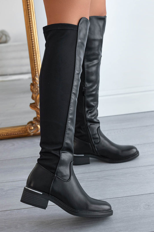 MILLER - Bottes noires en tissu élastique à l'arrière