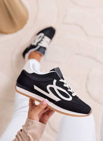 ORSOLA - Baskets noires avec logo blanc et semelle en caoutchouc