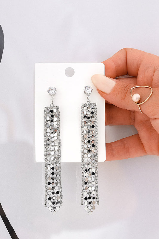 Boucles d'oreilles pendantes en argent avec strass