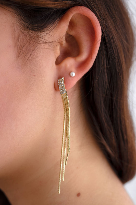 Boucles d'oreilles pendantes en or avec strass