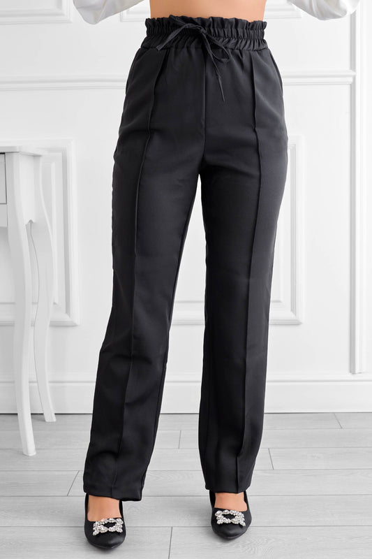 Pantalon noir avec ressort et cordon de serrage à la taille